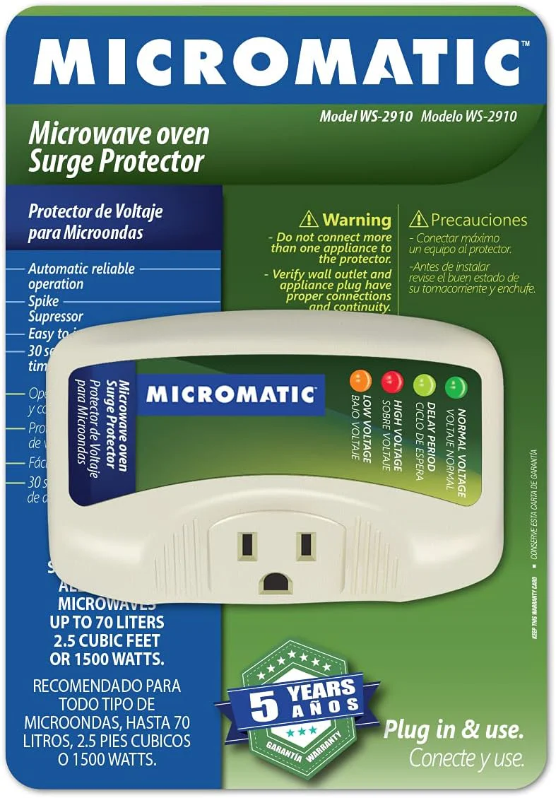 PROTECTOR DE VOLTAJE 110V - 30SEG -12A MICROMATIC MICROONDAS TODAS LAS MARCAS